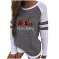 thumbnail image 2 of Hauts pour Femmes T-Shirt à Col Rond à Imprimé Patchwork Décontracté de Noël Tee Blouse Hauts Chemise en Liquidation, 2 of 6