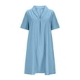 thumbnail image 4 of Xuniizn Robe Chemise pour Femmes Grande Taille, Robe Midi Unie Décontractée Ample à Manches Courtes avec Poches et Col à Revers, P-3TG, 4 of 6