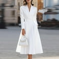 thumbnail image 3 of Women's Evening Dress Party Dress Long Sleeve French V-Neck Solid Color Waist Cinching Elegant Gown for Banquet Spring Fall,White,XL, 3 of 4