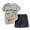 Grey, variant on Hienoo Toddler Boys Casual Outfits Excavator Print Short Sleeve T-Shirt Shorts Summer Clothes Set, Sizes 3-4T