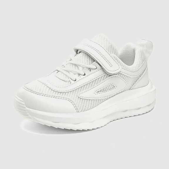 Gyujnb Mesh Breathable Hook and Loop Low Top Round Toe Lightweight Casual Running Sneakers (Boys and Girls),13-13.5 Years