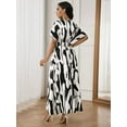 thumbnail image 2 of Women's Elegant Lightweight V-neck Striped Shirt Dress, 2 of 4