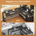thumbnail image 4 of Modern L Shaped Computer Desk with 2 Drawers, Open Storage Shelves and Glass Cabinet, Corner Office Desk with LED Lights for Home Office, Living Room, Bedroom, 4 of 7