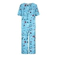 thumbnail image 4 of Summer Savings Clearance! Ecqkame Two Piece Sets for Women Summer Pajama Solid Short Sleeve Sleepwear Soft Pjs Lounge Nightwear Set Light Blue B XXL, 4 of 8