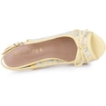 thumbnail image 4 of Sandalias De Cuña Tacones De Plataforma De Madera Lazo De Encaje Para Mujeres Amarillo 36, 4 of 6