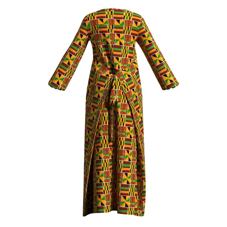 african print long sleeve dresses Bintarealwax African Long Sleeve Dresses for Women Party Wedding Casual Date Dashiki African Dresses for Women Y3819, Women's, Size: Medium