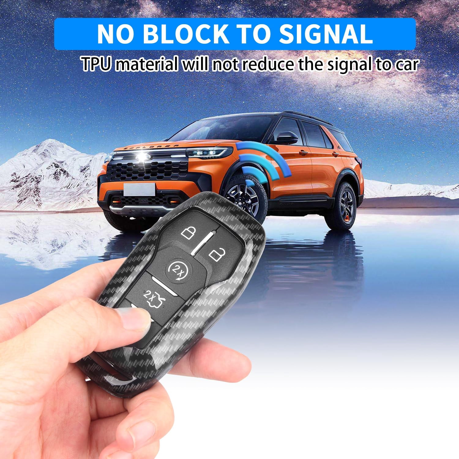 for Ford Key fob Cover,TPU Car Key Case Protector with Keychain Compatible with Ford Fusion F-150 Edge Explorer Mustang Lincoln MKZ MKC 2/3/4/5 Buttons Smart Key