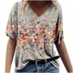 thumbnail image 2 of Fiudx Camisetas para Mujer Camisetas Holgadas de Manga Corta con Cuello En V Informales con Estampado de Moda para Mujer, 2 of 4