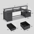 thumbnail image 2 of SEDETA Gaming Desk with 5 Drawer, Power Outlet & Led Lights, 66" Home Office Desk with File Drawer, Storage, Monitor Shelf, Computer Desk, Black, 2 of 8