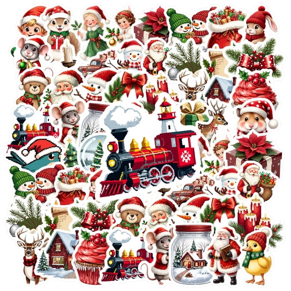 35pcs Festive Stationery Stickers Christmas Children Stickers Cute Kids Stickers for Luggage Phone Laptop