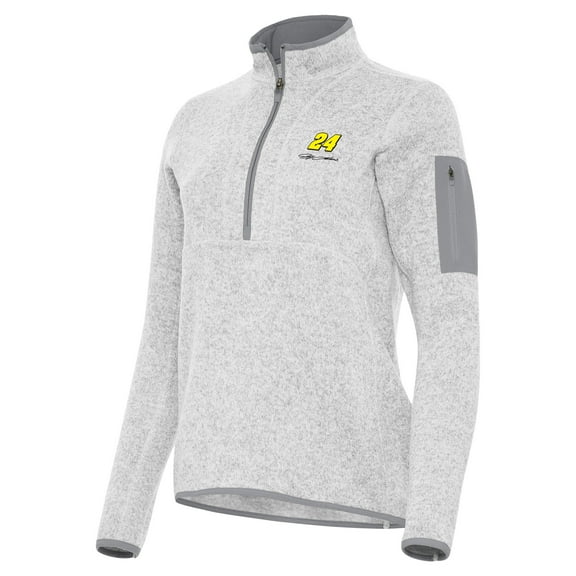 Women's Antigua Heather Gray Jeff Gordon Fortune Half-Zip Pullover Jacket