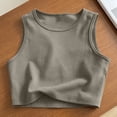 thumbnail image 4 of Women’s Ribbed Crop Tank Tops Sleeveless Racerback Workout, Yoga, Athletic & Casual Shirts Beige, 4 of 8