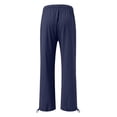 thumbnail image 5 of KPOPLK Ladies Pants with Pockets Linen Women Petite Length Loose Cotton Solid Trousers Pants Wide Leg Pants for Women for Beach Vacation Day to Night Everyday Wear Size L,Dark Blue, 5 of 6