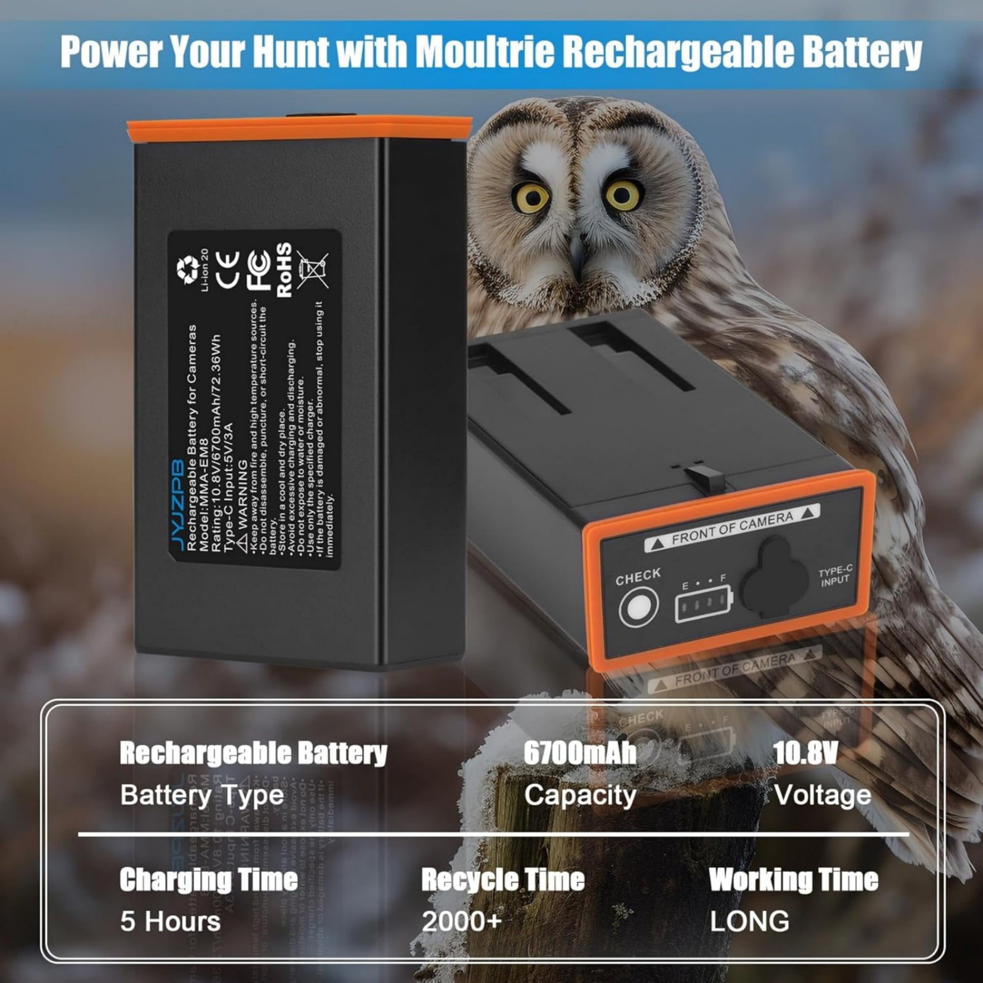 2Pack 6700mAh Battery for Moultrie Cellular Trail Cameras Edge 2/Edge 2 Pro/Edge