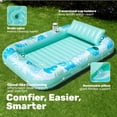 thumbnail image 5 of SLOOSH Inflatable Tanning Pool Lounger Float, 85" x 57" Extra Large Suntan Sun Tan tub for Adults, Tanning chair, Bed Blow up, Raft Lounge Floatie,XL-Cyan White, 5 of 10
