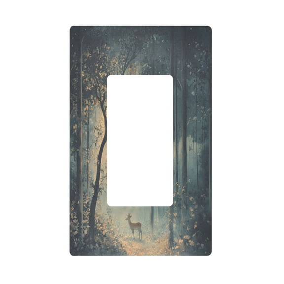 Yayeee Rocker Switch Wall Plate 1-Gang 4.6"x2.9" Home Decorative Outlet Cover, Retro Forest