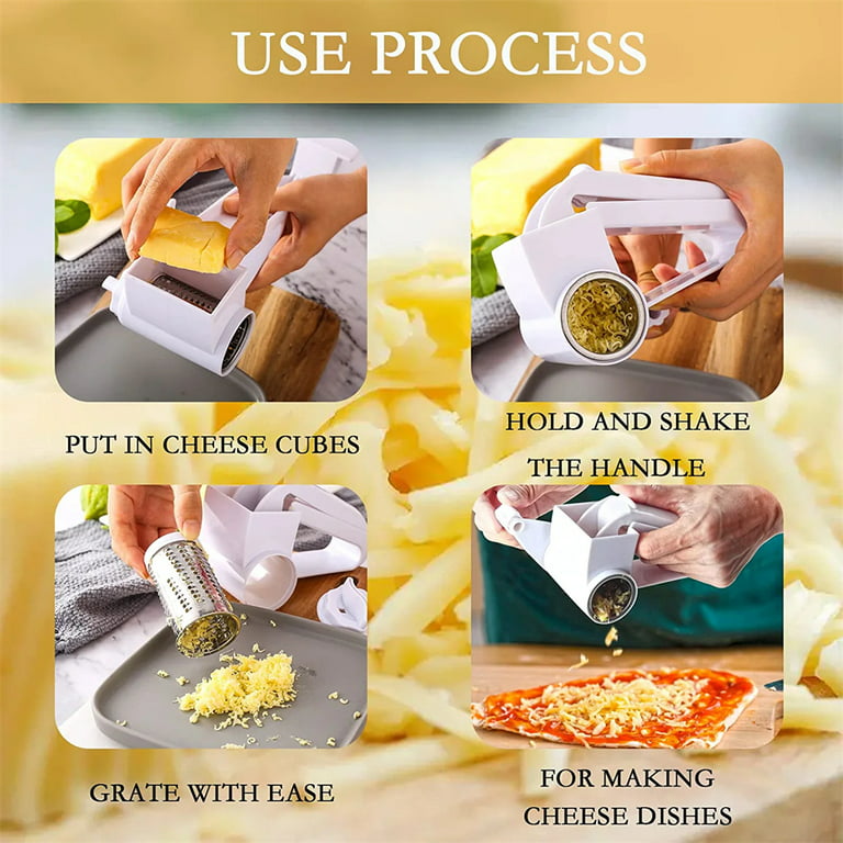 NOGIS Rotary Cheese Grater, Cheese Shredder - Manual Hand Crank Handheld  Cheese Cutter with Stainless Steel Drum for Grating Hard Cheese, Chocolate,  Nuts 