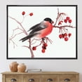 thumbnail image 2 of Designart 'Bullfinch Bird Sitting On A Branch' Traditional Framed Canvas Wall Art Print, 2 of 5