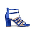thumbnail image 3 of BLISSFUL STEP Women's Shoes Strappy Roman Block Heel Sandals Deep Blue 8.5, 3 of 7