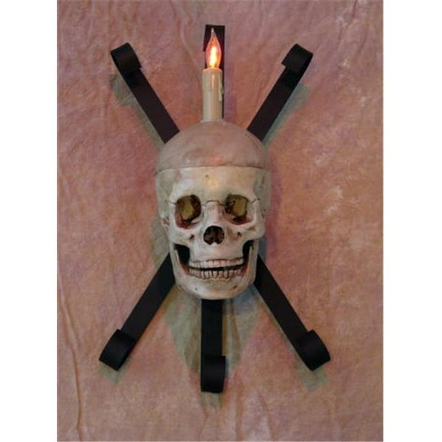 Perfectpretend Skull Metal Wall Sconce Multicolour Life-Size Flicker Candle