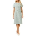 thumbnail image 1 of Vestido de Tweed para Mujer INSPIRE CHIC con Botones, Manga Corta, Elegante, Tipo Sheath, Talla 2XL, Azul Verde, 1 of 4