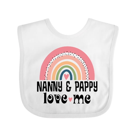 Inktastic Nanny and Pappy Love Me Grandchild Rainbow Girls Baby Bib