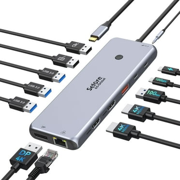USB C Docking Station Dual Monitor, 13 in 1 Laptop Docking Station Triple Monitor Hub, USB C Dock to 2 HDMI, Displayport, 100W PD, USB C 3.1 Data, USB 3.1/3.0/2.0, Ethernet, Audio for MacBook/Dell/HP