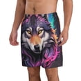 thumbnail image 2 of Kdxio Colorful Wolf Head A Pattern Mens Casual Shorts - Drawstring Summer Beach Sports Shorts for Men, 2 of 5