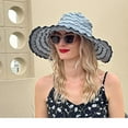 thumbnail image 5 of Women's Travel Vintage Sun Hat Foldable Wide Brim Summer Sun Hat with UV Protection/Dark Blue, 5 of 7
