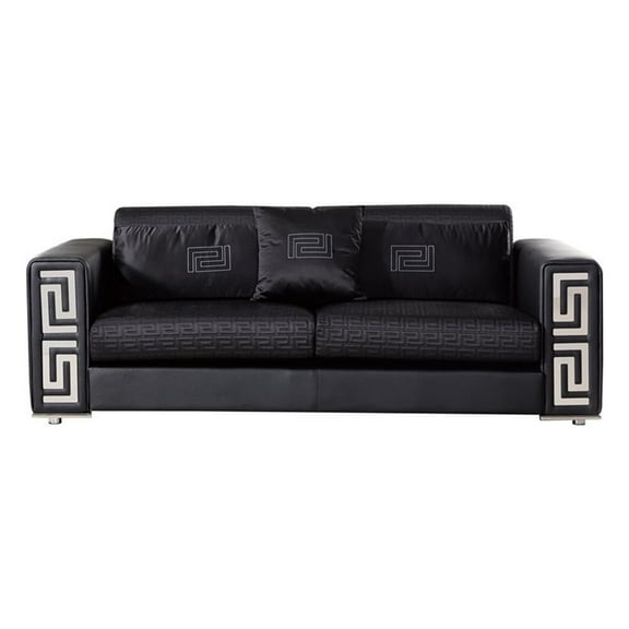 AE223 Black Color With Faux Leather and Fabric Sofa