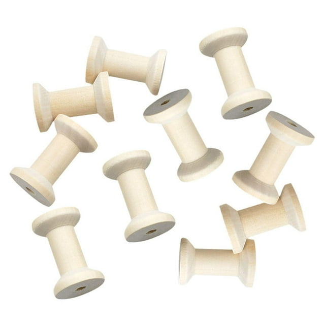 ZheElen Empty Spools For Crafting Kids Enjoy Wood Spools For Creative Arts And DIY Projects Thread Bobbin Twine Wire Light Wood 5.2 cmx3.5 cm