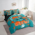 thumbnail image 3 of Manfei American Football Bedding Comforter Set 7-Piece for Kids Teens, Rugby Helmet Full Bedding Set, Teal Orange Graffiti Splash Fitted Sheet Flat Sheet, Microfiber Bedroom Decor, 3 of 8