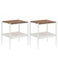 thumbnail image 2 of Gzxs White Side Tables Set of 2, Small End Table 2-Tier Design with Brown Glass Top, Narrow Rectangular Bed Side Table with Metal Frame for Modern Living Room Bedroom, 2 of 7