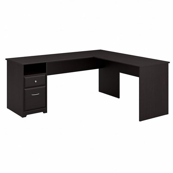 Atlin Designs 72W L Shaped Computer Desk with File in Espresso Oak