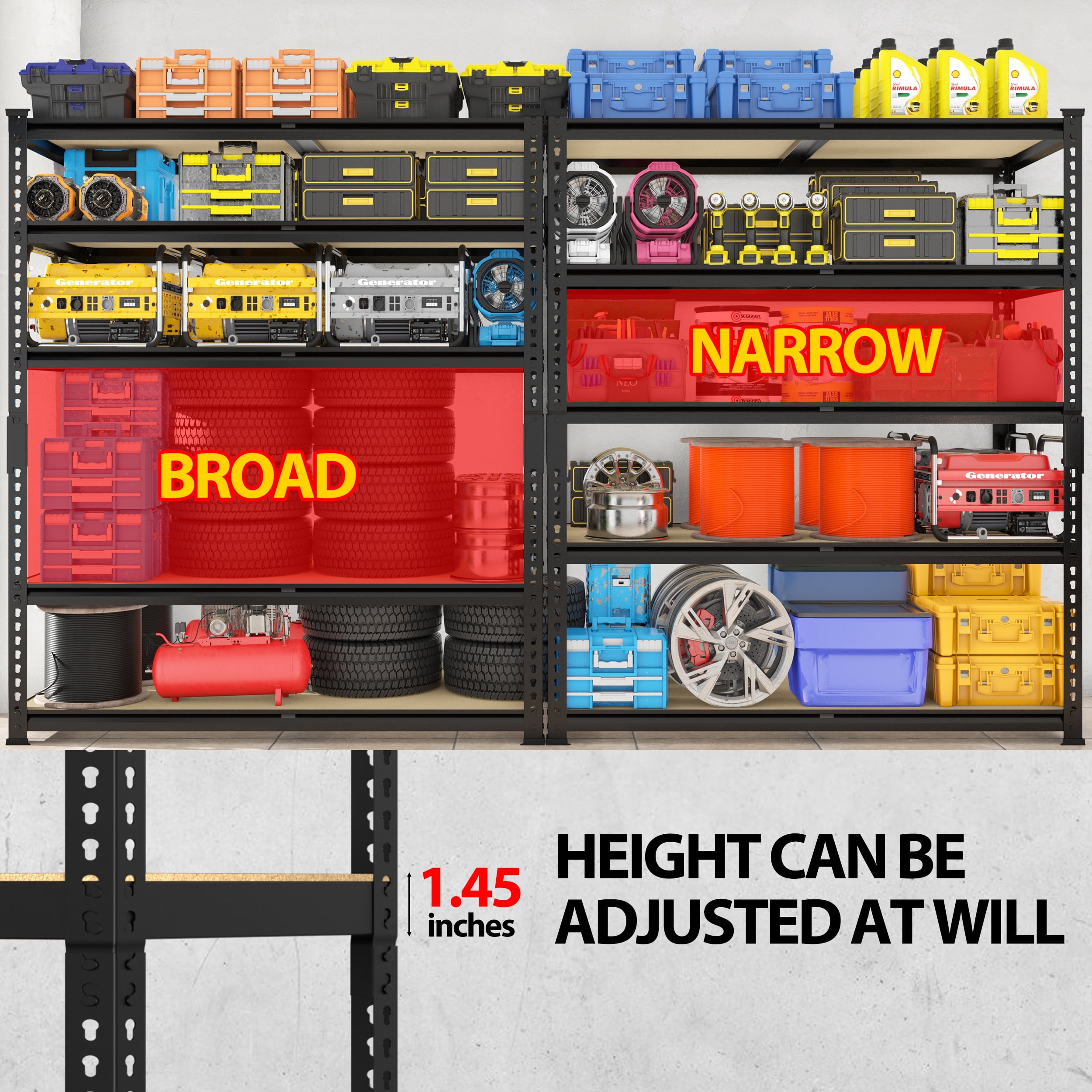 TrumanPick Metal Storage Shelves 48" W x 24" D x 71" H Adjustable Heavy Duty Shelving for Garage,3250lbs