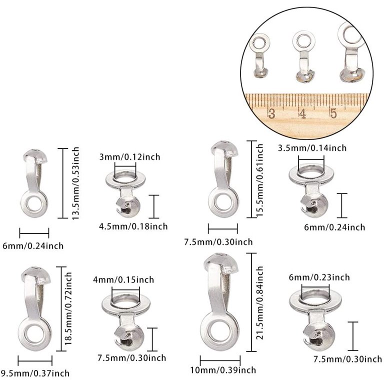 NBEADS 70-Piece Ball Chain Loop Connectors – 4 Sizes (2.4mm–6mm) Real 304 Stainless Steel Fan Pull & Jewelry Clasp Findings