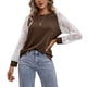 thumbnail image 2 of Blusa de encaje Mujer Mujer Manga larga Cuello redondo Casual Camiseta holgada Top de manga de encaje, 2 of 8