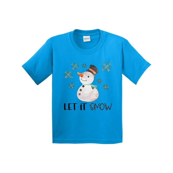 Inktastic Let It Snow Cute Snowman in Hat and Scarf Youth T-Shirt