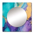 thumbnail image 2 of Designart "Liquid Art in Turquoise and Purple I" Fractals Square Mirror For Wall Decor - Large Turquoise Square Printed Wall Mirror Art - Wall Mounted Square Large Mirror, 2 of 5