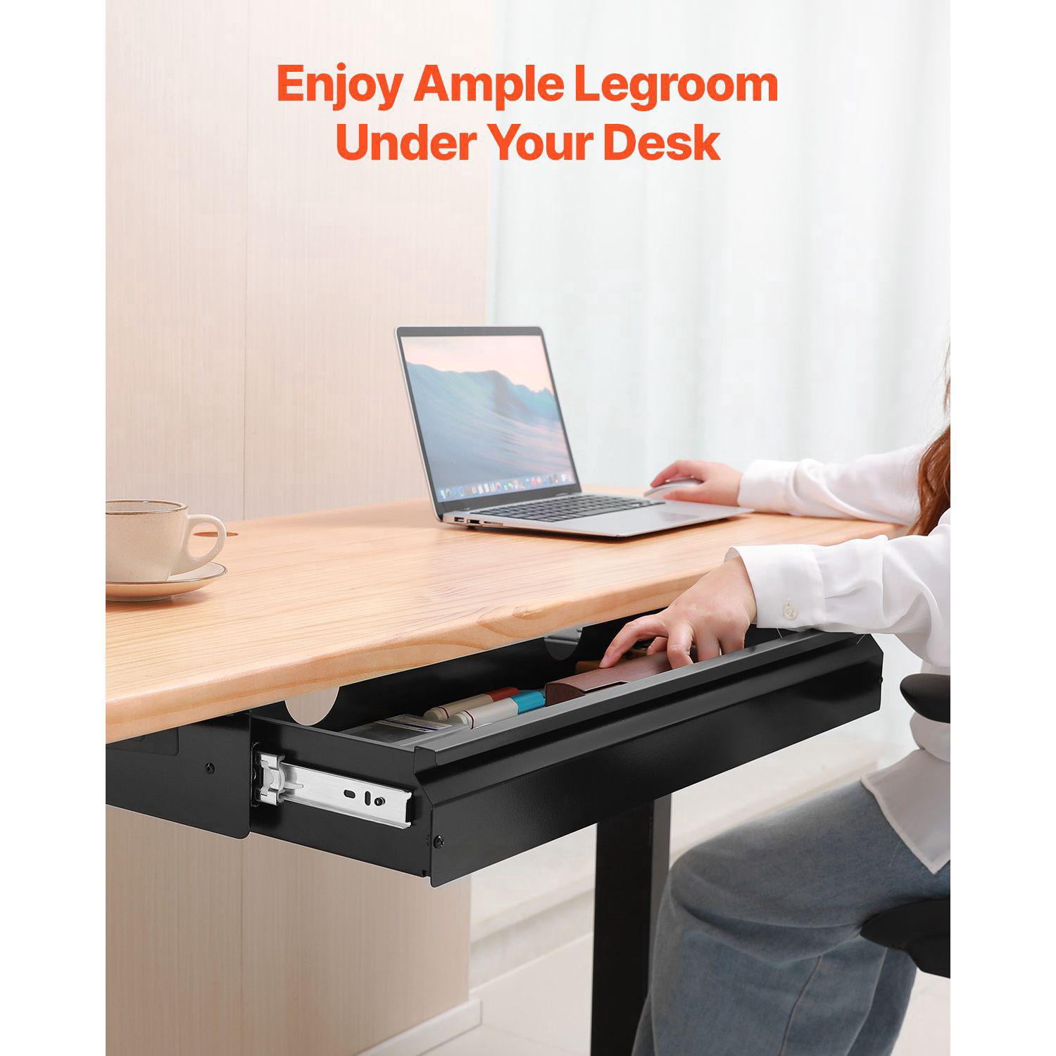 26 Inch Wide Under Desk Slide Out Drawer Hidden Storage Organizer for Office Home Sit Stand Workstation 29x9x4 in