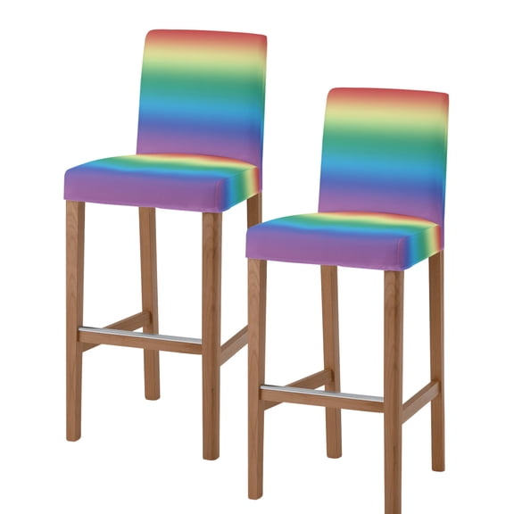Rainbow Colors Ombre Cream Bar Stool Covers Set of 2, Modern Abstract Art Aesthetics Stretch Bar Chair Covers with Backs, Removable Pub Counter Height Chair Cover for Kitchen Dining Room Cafe