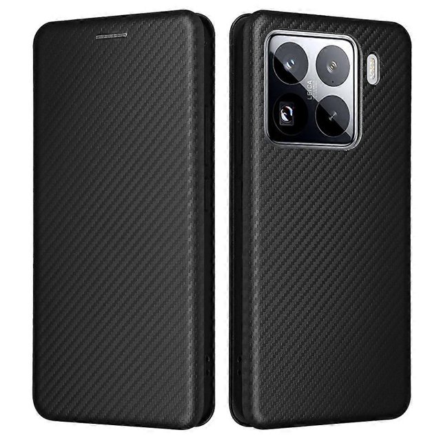 For Xiaomi 15 Case Carbon Fiber Texture Drop-Proof PU Leather Phone Cover - Black