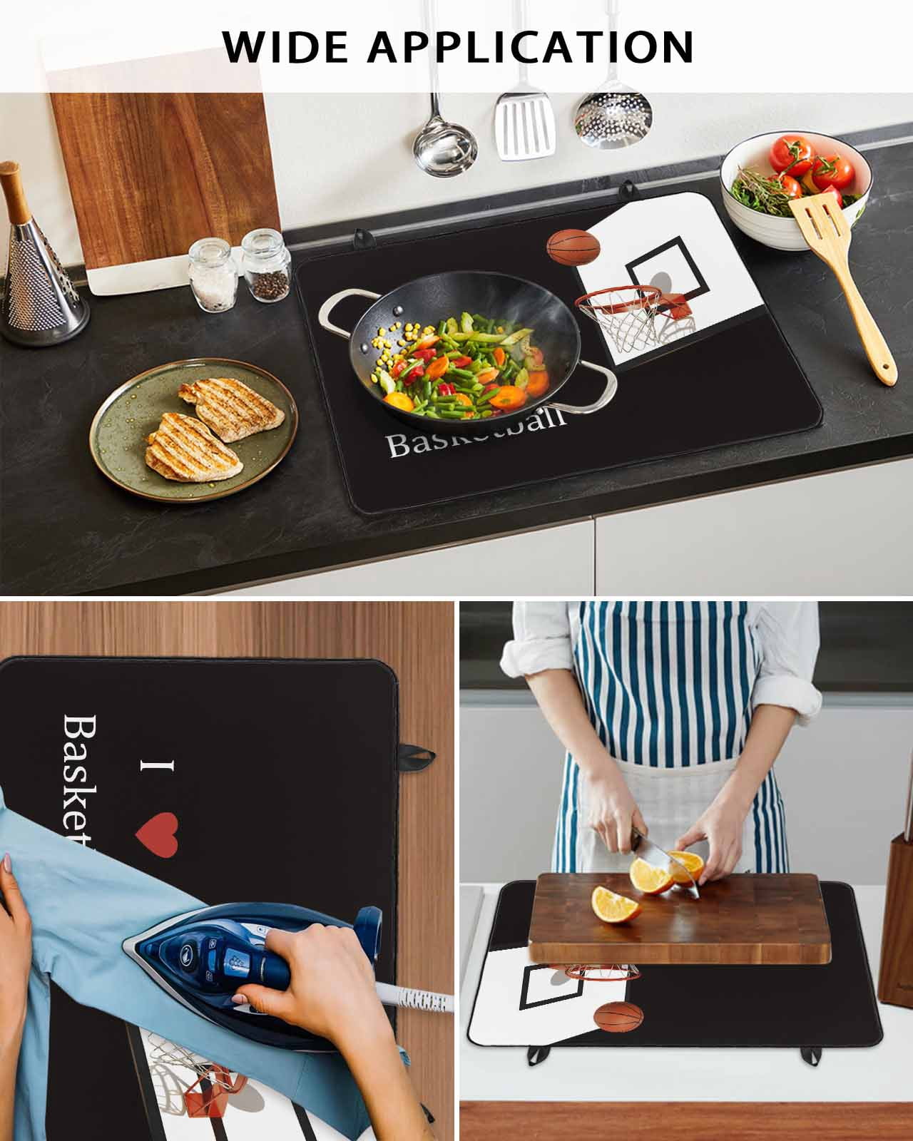 Large Induction Cooktop Protector Mat Basketball Stove Top Covers for Electric Stove, Modern Funny Minimalist Sports Decorative Stove Burner Cover Mats, Glass Top Stove Cover