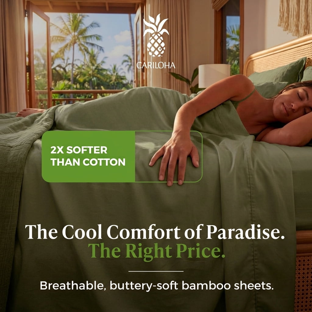 Aloha Soft by Cariloha 100% Organic Bamboo Viscose Sheets – 5-Piece Split King Sheet Set – 16 in Deep Pockets – Buttery Soft, Hypoallergenic, Cooling Sheets – OEKO-TEX Standard 100 – Coastal Pine