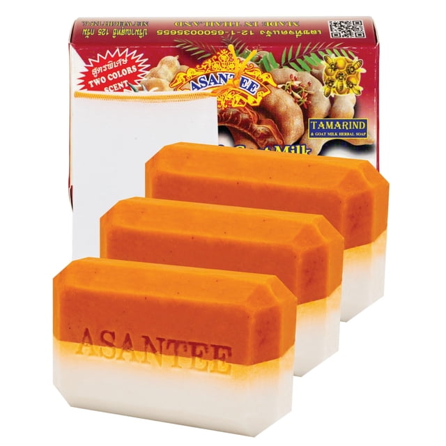 JABÓN HERBARIO DE LECHE DE CABRA Y TAMARINDO ASANTEE 125 G. (Paquete de 3)