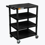 Offex Mobile Multipurpose 4 Flat-Shelf Structural Foam Plastic Cart - Black
