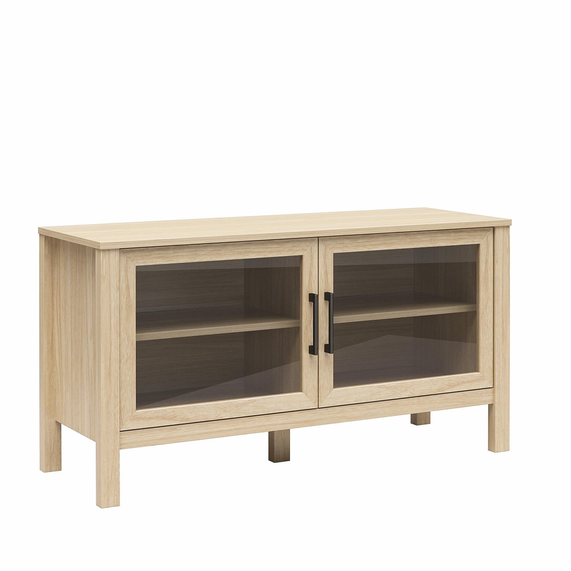 Mainstays Glass Door TV Stand for TVs up to 55", Spring Pine