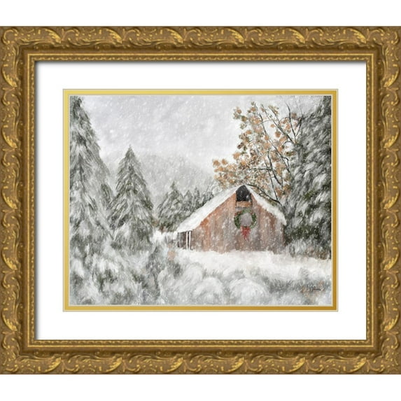 Murdock, Ramona 32x26 Gold Ornate Wood Framed with Double Matting Museum Art Print Titled - Christmas at the Ranch