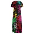thumbnail image 5 of Robe Graffiti Inspirée, Imprimé Lettres Colorées, Robe Maxi Rétro, Mode de Rue Bohème, Robes Longues pour Femmes, Manches Courtes, Vestidos, 5 of 5