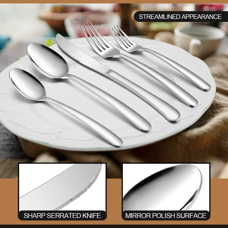 Just Houseware Silverware Sets 40 Pieces, Stainless Steel Flatware